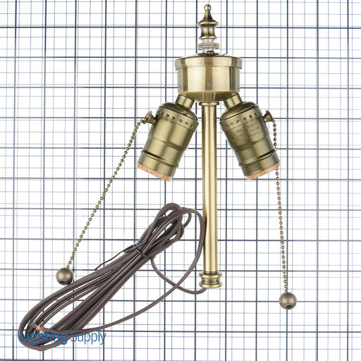 SATCO/NUVO Medium Base 2-Light Pull Chain Cluster With Solid Brass Socket Antique Brass Finish 84 Inch SPT-1 Brown Wire 660W 250V (80-1764)