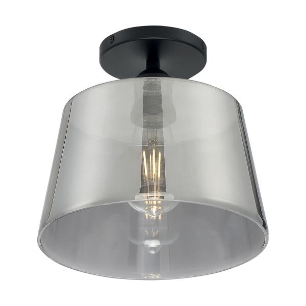SATCO/NUVO Motif 1-Light 10 Inch Semi-Flush Black With Smoked Glass (60-7334)