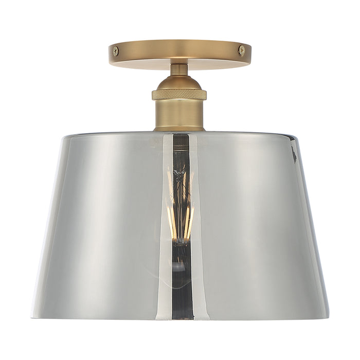 SATCO/NUVO Motif 1-Light 10 Inch Semi-Flush Brushed Brass With Smoked Glass (60-7324)