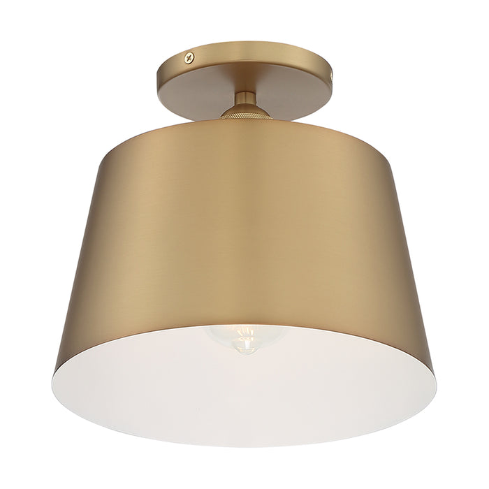 SATCO/NUVO Motif 1-Light 10 Inch Semi-Flush Brushed Brass With White Accent (60-7322)