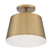 SATCO/NUVO Motif 1-Light 10 Inch Semi-Flush Brushed Brass With White Accent (60-7322)