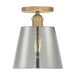 SATCO/NUVO Motif 1-Light 7 Inch Semi-Flush Brushed Brass With Smoked Glass (60-7323)