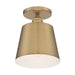 SATCO/NUVO Motif 1-Light 7 Inch Semi-Flush Brushed Brass With White Accent (60-7321)