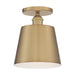 SATCO/NUVO Motif 1-Light 7 Inch Semi-Flush Brushed Brass With White Accent (60-7321)