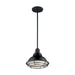 SATCO/NUVO Newbridge 1-Light Small Pendant Fixture Gloss Black Finish With Silver And Textured Black Accents (60-7003)