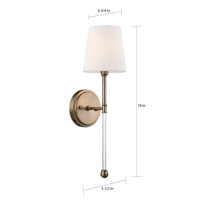 SATCO/NUVO Olmsted 1-Light Wall Sconce Burnished Brass Finish With White Linen Shade (60-6687)