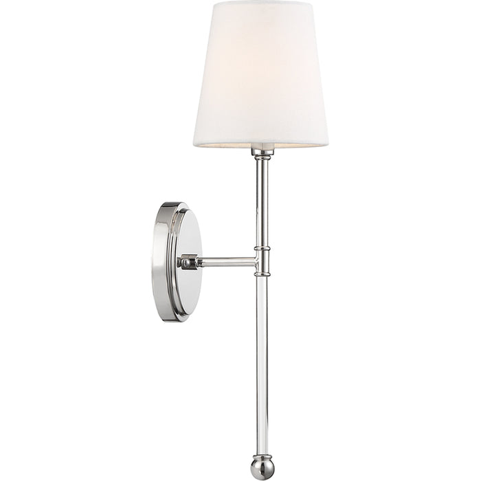 SATCO/NUVO Olmsted 1-Light Wall Sconce Polished Nickel Finish With White Linen Shade (60-6688)