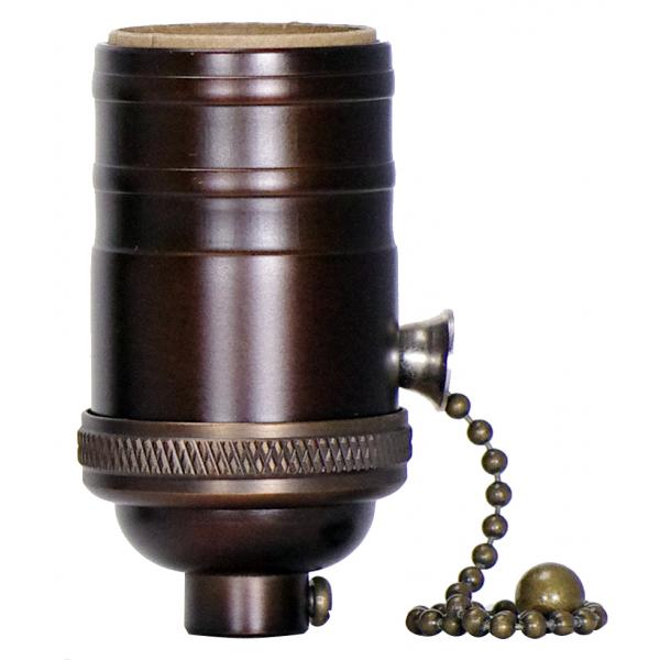 SATCO/NUVO On-Off Pull Chain Socket 1/8 IPS 4 Piece Stamped Solid Brass Dark Antique Brass Finish 660W 250V (80-2445)