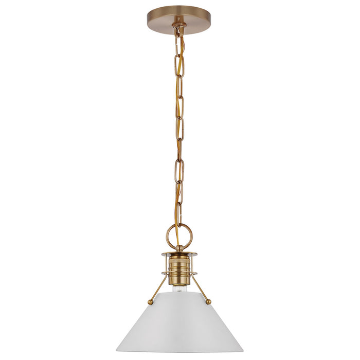 SATCO/NUVO Outpost 1-Light Large Pendant Matte White With Burnished Brass (60-7526)