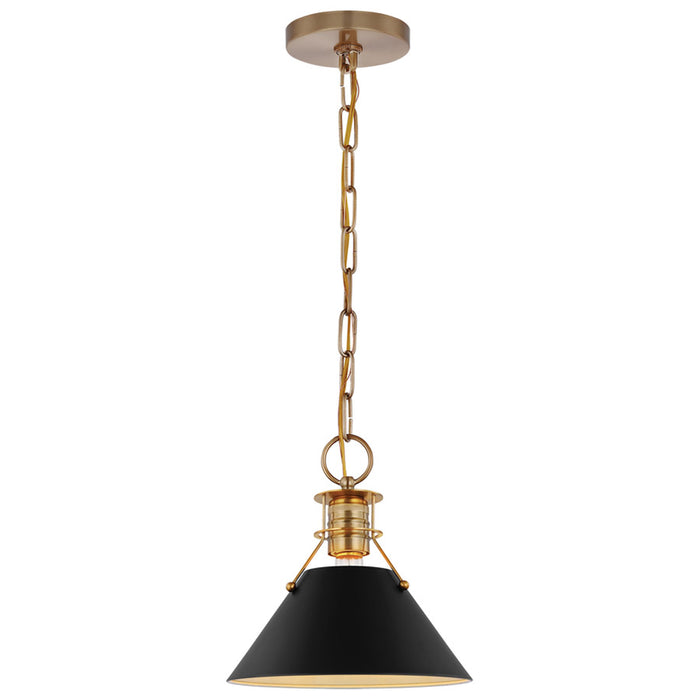 SATCO/NUVO Outpost 1-Light Small Pendant Matte Black With Burnished Brass (60-7521)