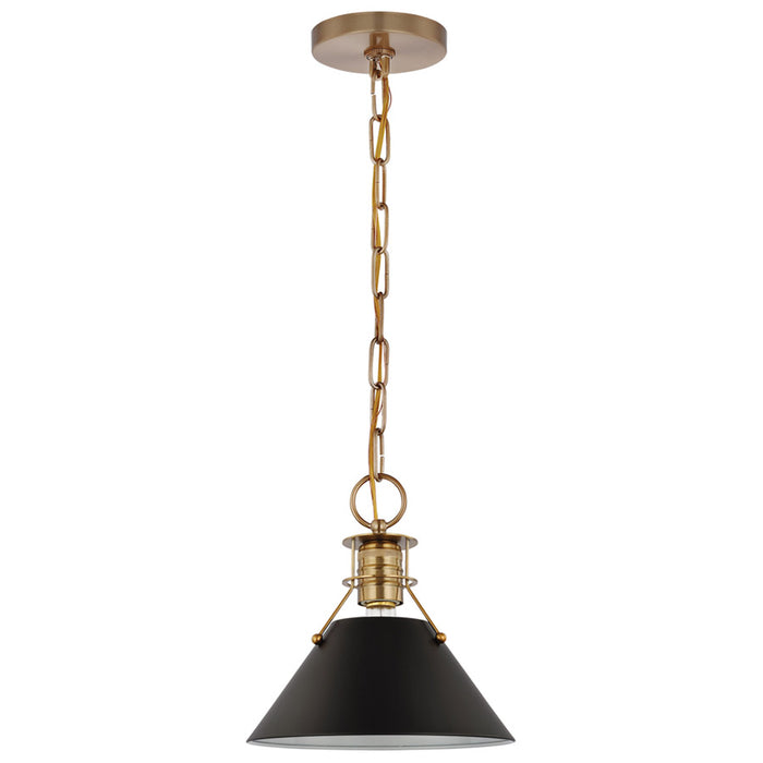 SATCO/NUVO Outpost 1-Light Small Pendant Matte Black With Burnished Brass (60-7521)