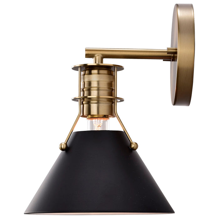 SATCO/NUVO Outpost 1-Light Wall Sconce Matte Black With Burnished Brass (60-7519)