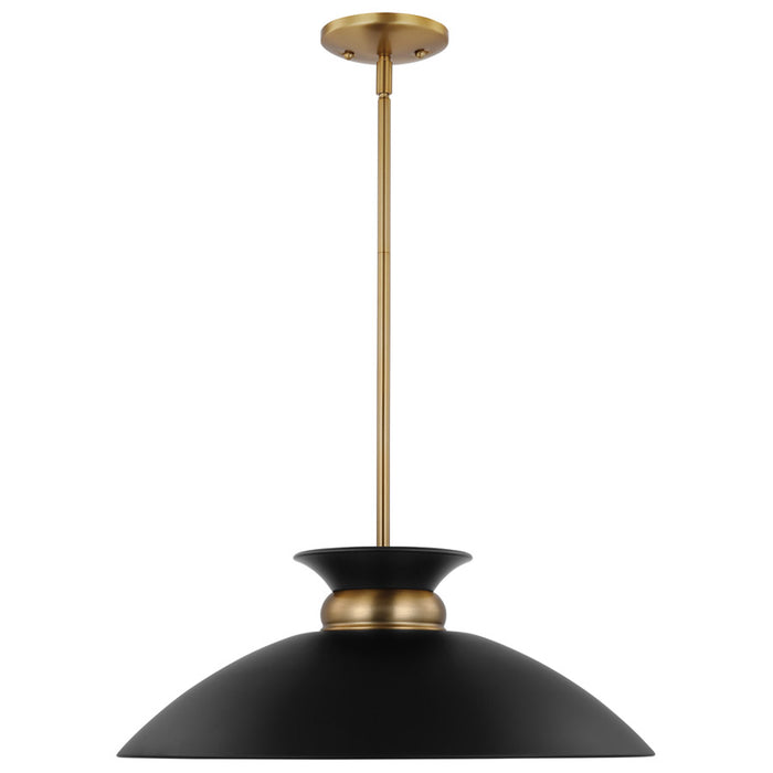 SATCO/NUVO Perkins 1-Light Medium Pendant Matte Black With Burnished Brass (60-7461)