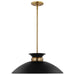 SATCO/NUVO Perkins 1-Light Medium Pendant Matte Black With Burnished Brass (60-7461)