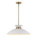 SATCO/NUVO Perkins 1-Light Medium Pendant Matte White With Burnished Brass (60-7464)