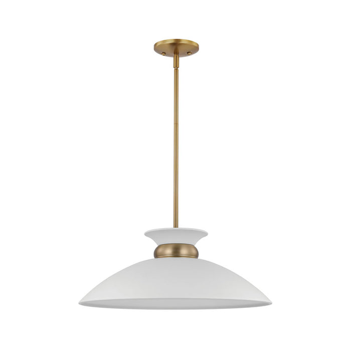 SATCO/NUVO Perkins 1-Light Medium Pendant Matte White With Burnished Brass (60-7464)