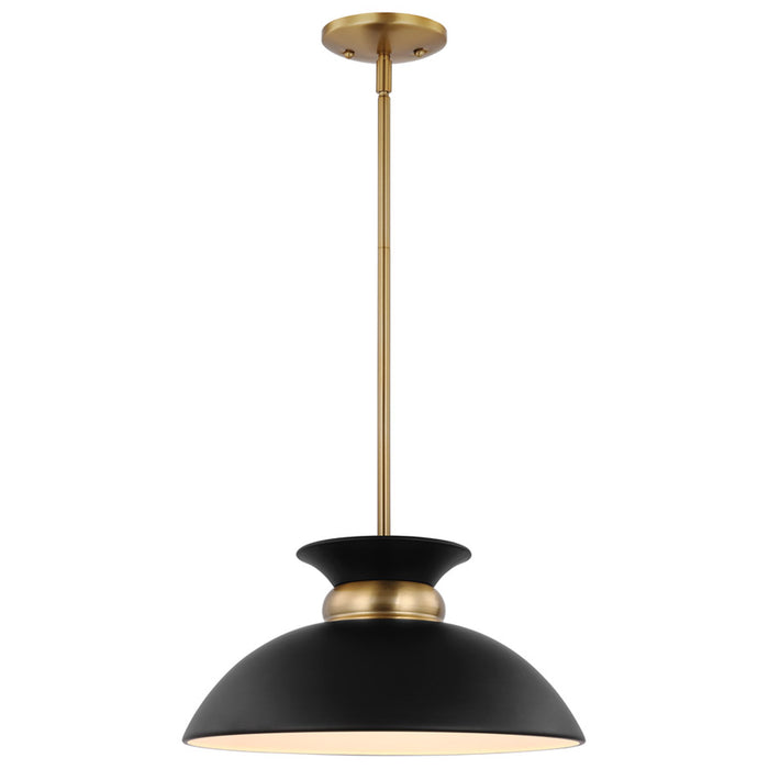 SATCO/NUVO Perkins 1-Light Small Pendant Matte Black With Burnished Brass (60-7460)