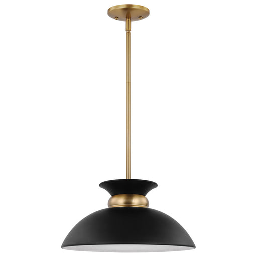SATCO/NUVO Perkins 1-Light Small Pendant Matte Black With Burnished Brass (60-7460)