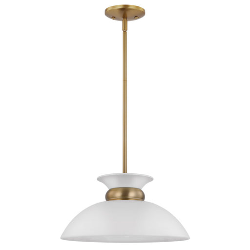 SATCO/NUVO Perkins 1-Light Small Pendant Matte White With Burnished Brass (60-7463)