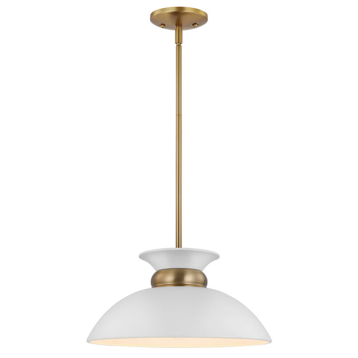 SATCO/NUVO Perkins 1-Light Small Pendant Matte White With Burnished Brass (60-7463)