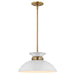 SATCO/NUVO Perkins 1-Light Small Pendant Matte White With Burnished Brass (60-7463)