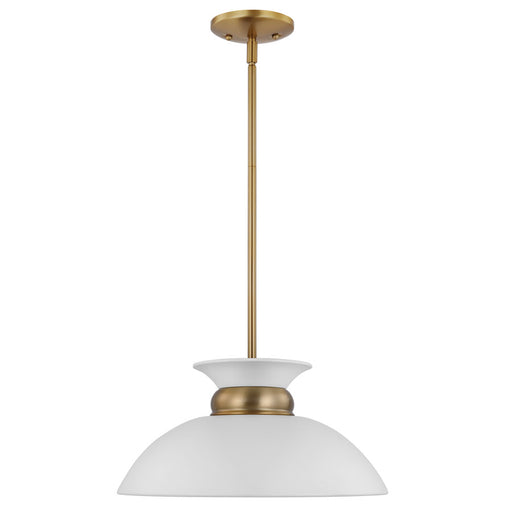 SATCO/NUVO Perkins 1-Light Small Pendant Matte White With Burnished Brass (60-7463)