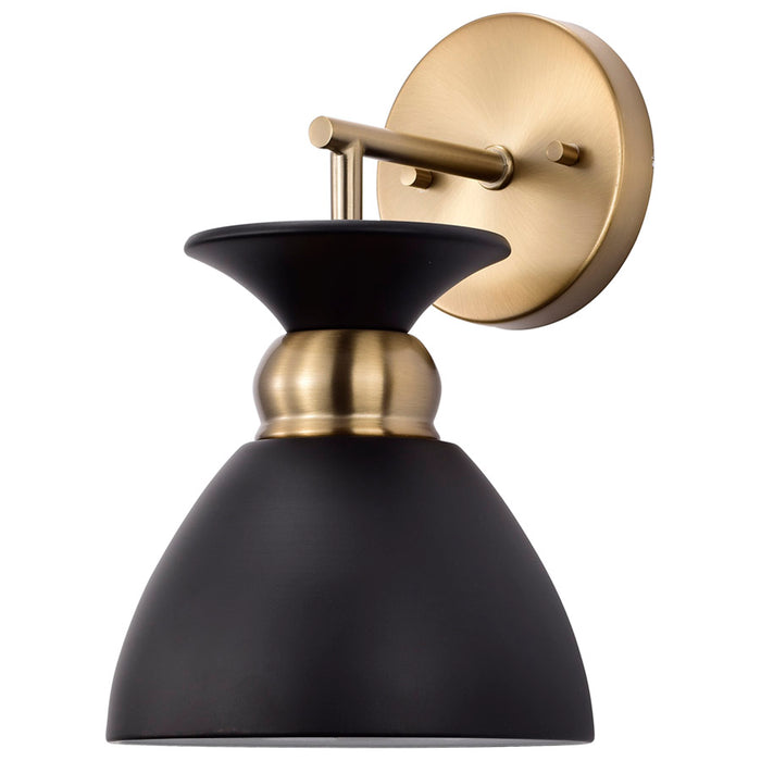 SATCO/NUVO Perkins 1-Light Wall Sconce Matte Black With Burnished Brass (60-7458)