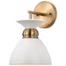 SATCO/NUVO Perkins 1-Light Wall Sconce Matte White With Burnished Brass (60-7459)