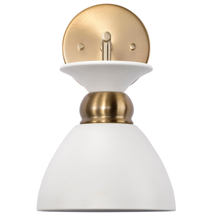 SATCO/NUVO Perkins 1-Light Wall Sconce Matte White With Burnished Brass (60-7459)