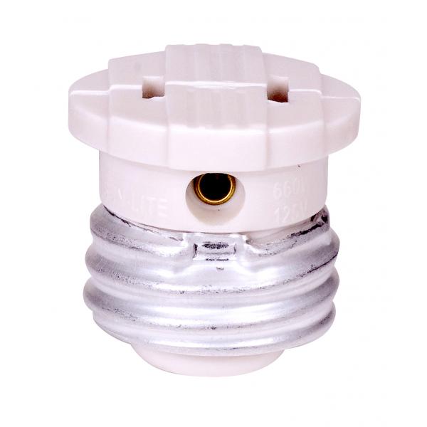 SATCO/NUVO Polarized Socket Plug Adapter Medium Base 660W 125V White Finish (80-2513)