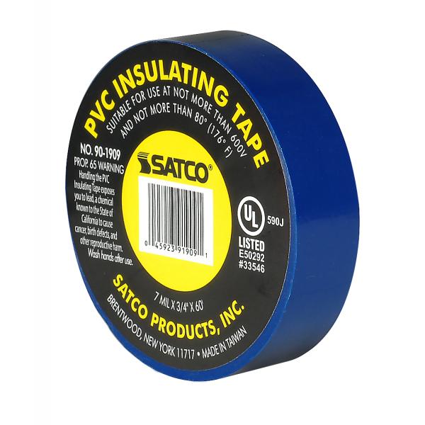 SATCO/NUVO PVC Electrical Tape 3/4 Inch X 60 Foot Blue (90-1909)