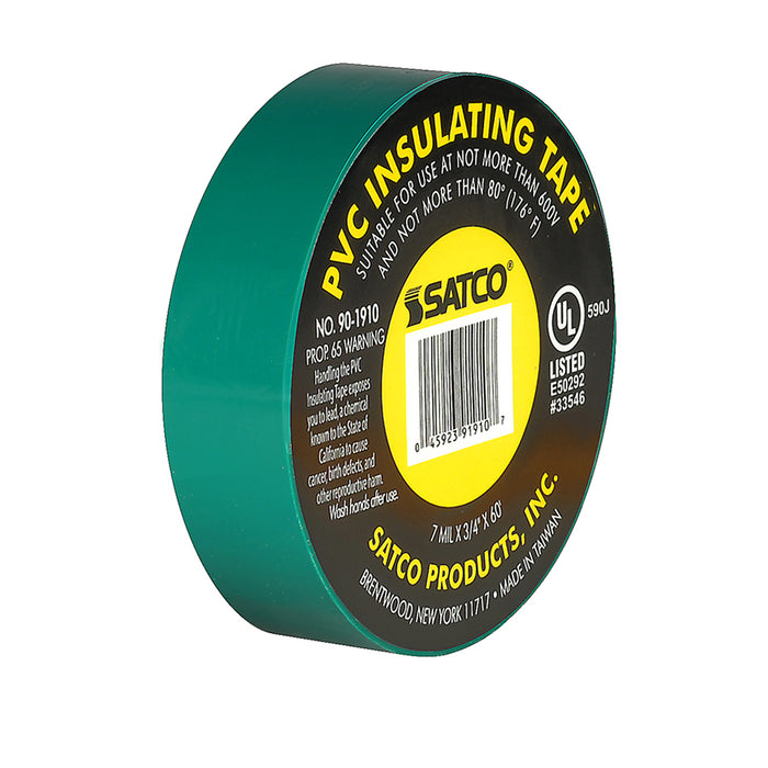 SATCO/NUVO PVC Electrical Tape 3/4 Inch X 60 Foot Green (90-1910)