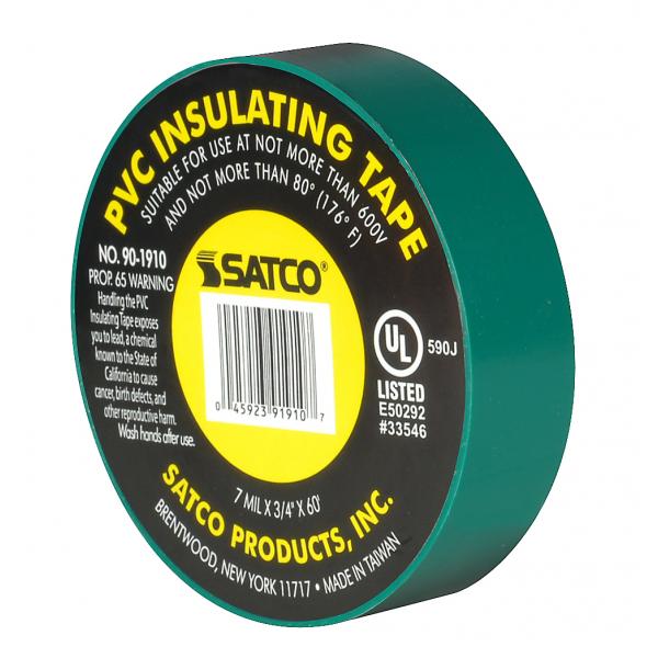 SATCO/NUVO PVC Electrical Tape 3/4 Inch X 60 Foot Green (90-1910)