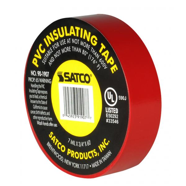 SATCO/NUVO PVC Electrical Tape 3/4 Inch X 60 Foot Red (90-1907)