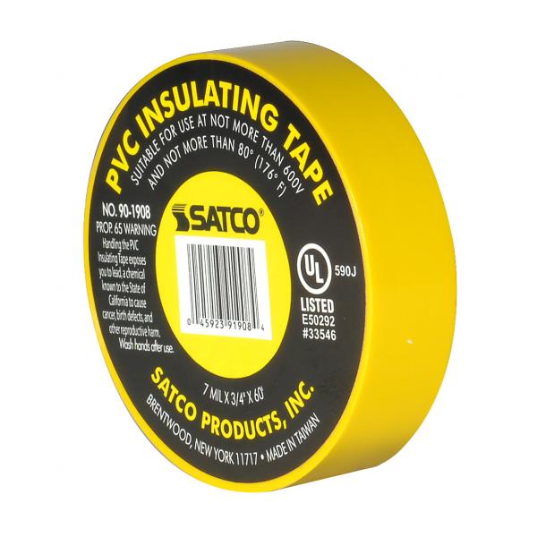 SATCO/NUVO PVC Electrical Tape 3/4 Inch X 60 Foot Yellow (90-1908)