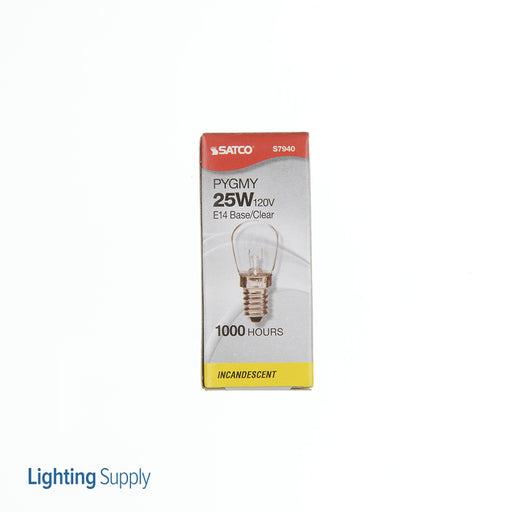 SATCO/NUVO PYGMY/25T8/120V/E14 25W Pygmy Incandescent Clear 1000 Hours 180Lm European Base 120V 2700K (S7940)