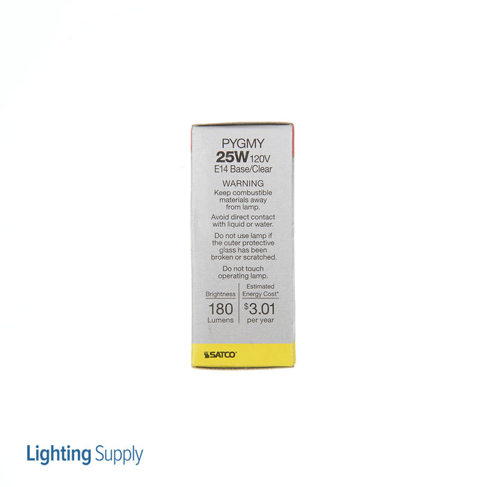 SATCO/NUVO PYGMY/25T8/120V/E14 25W Pygmy Incandescent Clear 1000 Hours 180Lm European Base 120V 2700K (S7940)