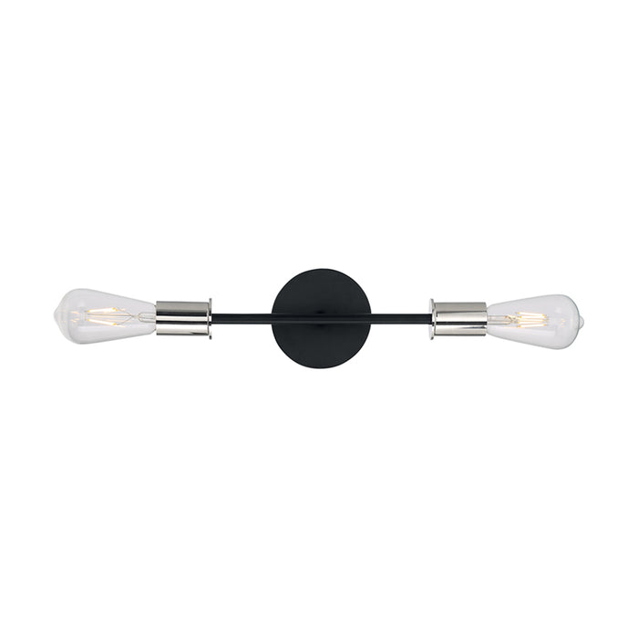 SATCO/NUVO Ryder 2-Light Vanity Fixture Black Finish With Polished Nickel Sockets (60-7352)