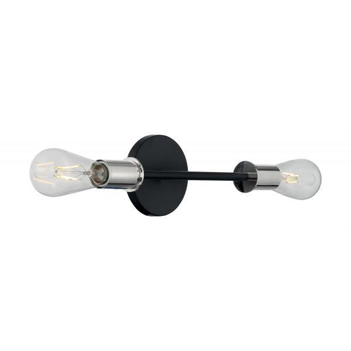SATCO/NUVO Ryder 2-Light Vanity Fixture Black Finish With Polished Nickel Sockets (60-7352)
