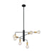 SATCO/NUVO Ryder 6-Light Chandelier Fixture Black Finish With Brushed Brass Sockets (60-7344)