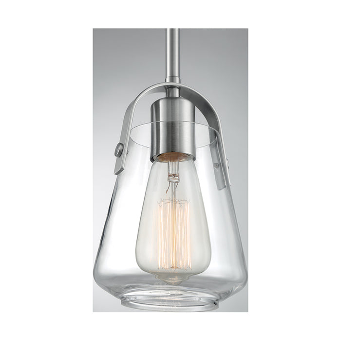 SATCO/NUVO Skybridge 1-Light Mini Pendant Fixture Brushed Nickel Finish With Clear Glass (60-7116)
