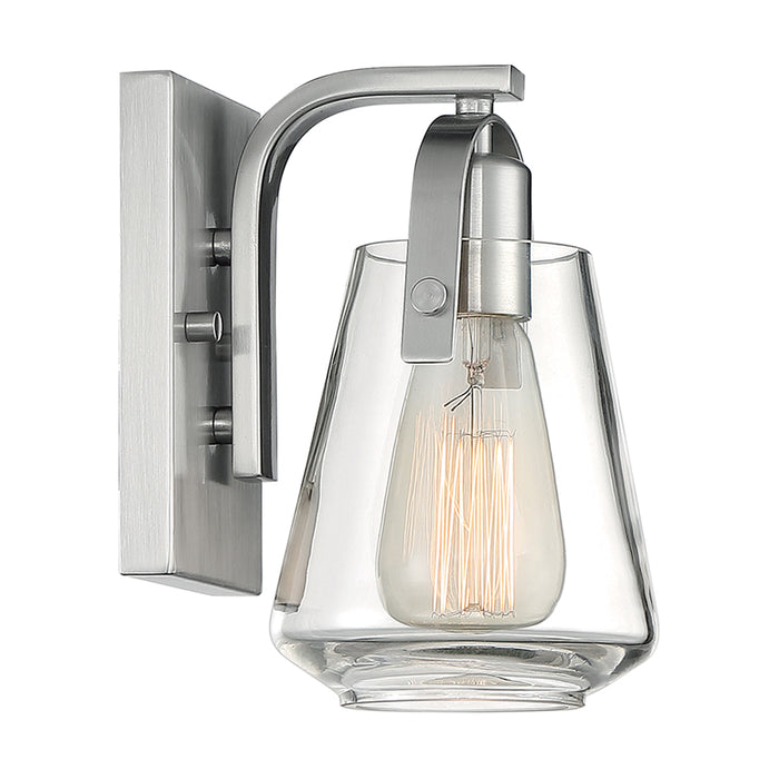 SATCO/NUVO Skybridge 1-Light Vanity Fixture Brushed Nickel Finish With Clear Glass (60-7111)
