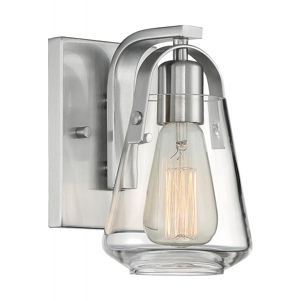 SATCO/NUVO Skybridge 1-Light Vanity Fixture Brushed Nickel Finish With Clear Glass (60-7111)
