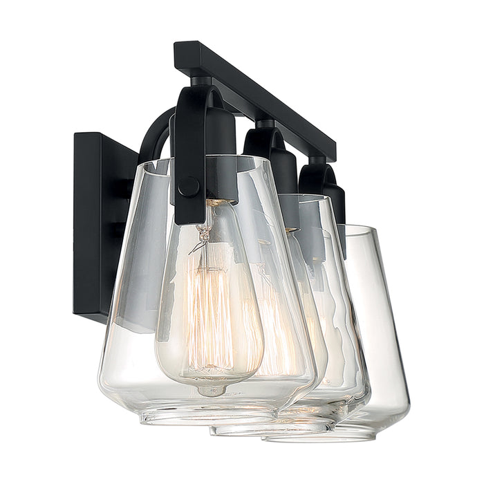 SATCO/NUVO Skybridge 3-Light Vanity Fixture Matte Black Finish With Clear Glass (60-7103)