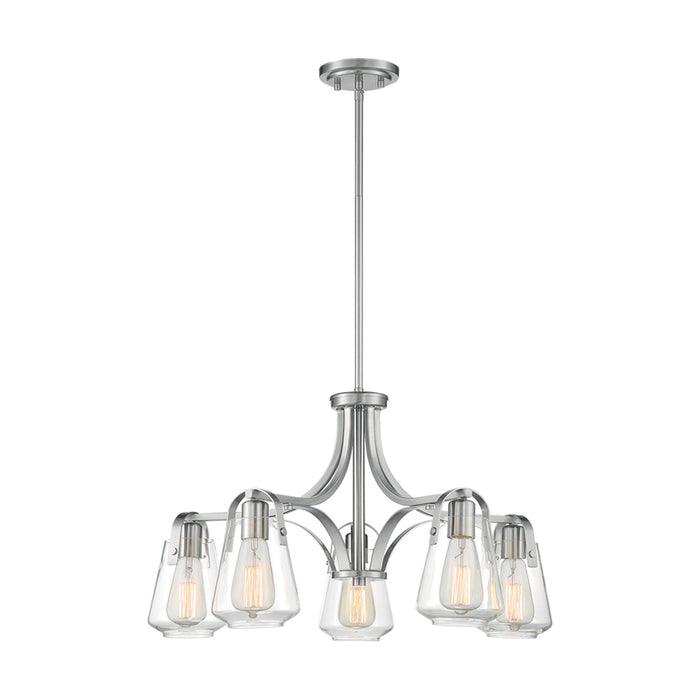 SATCO/NUVO Skybridge 5-Light Chandelier Fixture Brushed Nickel Finish With Clear Glass (60-7115)