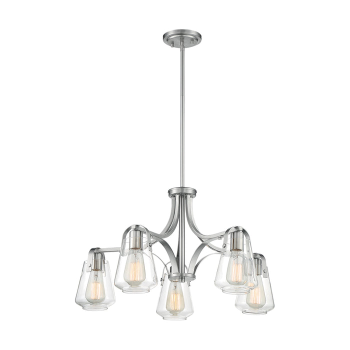 SATCO/NUVO Skybridge 5-Light Chandelier Fixture Brushed Nickel Finish With Clear Glass (60-7115)