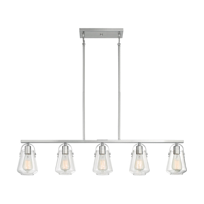 SATCO/NUVO Skybridge 5-Light Island Pendant Fixture Brushed Nickel Finish With Clear Glass (60-7114)