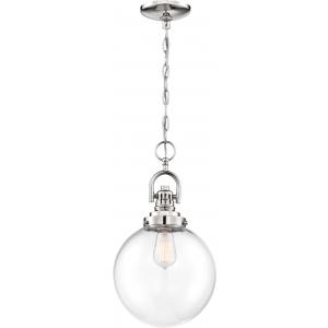 SATCO/NUVO Skyloft 1-Light Pendant Fixture Polished Nickel Finish With Clear Glass (60-6672)