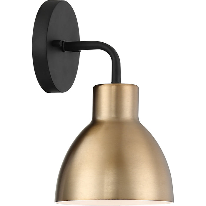 SATCO/NUVO Sloan 1-Light Vanity Matte Black And Burnished Brass Finish (60-6791)