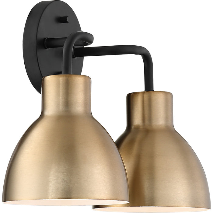 SATCO/NUVO Sloan 2-Light Vanity Matte Black And Burnished Brass Finish (60-6792)